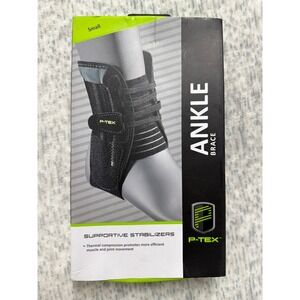 P-TEX Ankle Brace with Supportive Stabilizers Small Black P-TEXA103 Compression